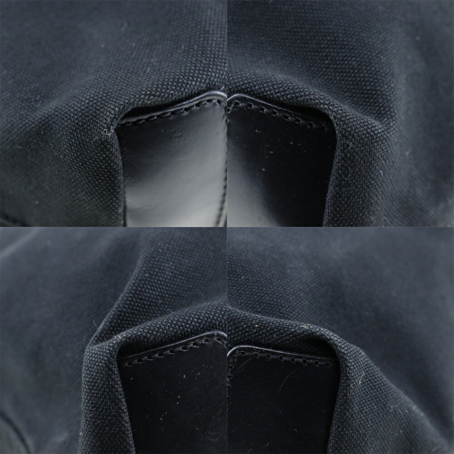 Prada Plate Tote Bag Made In Italy Shoulder Handbag Canvas Black Logo Shoulder Bag