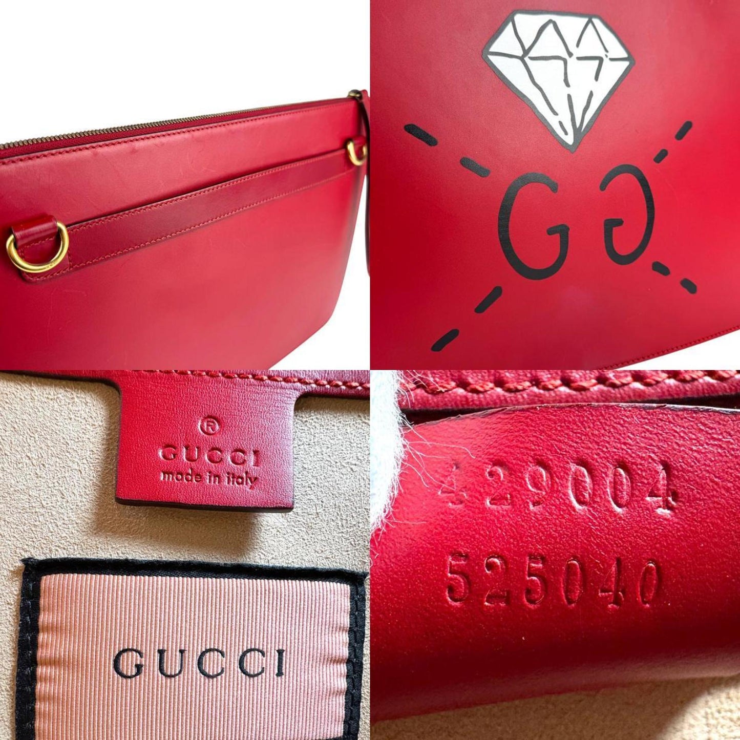 Gucci Red Color Leather Shoulder Bag