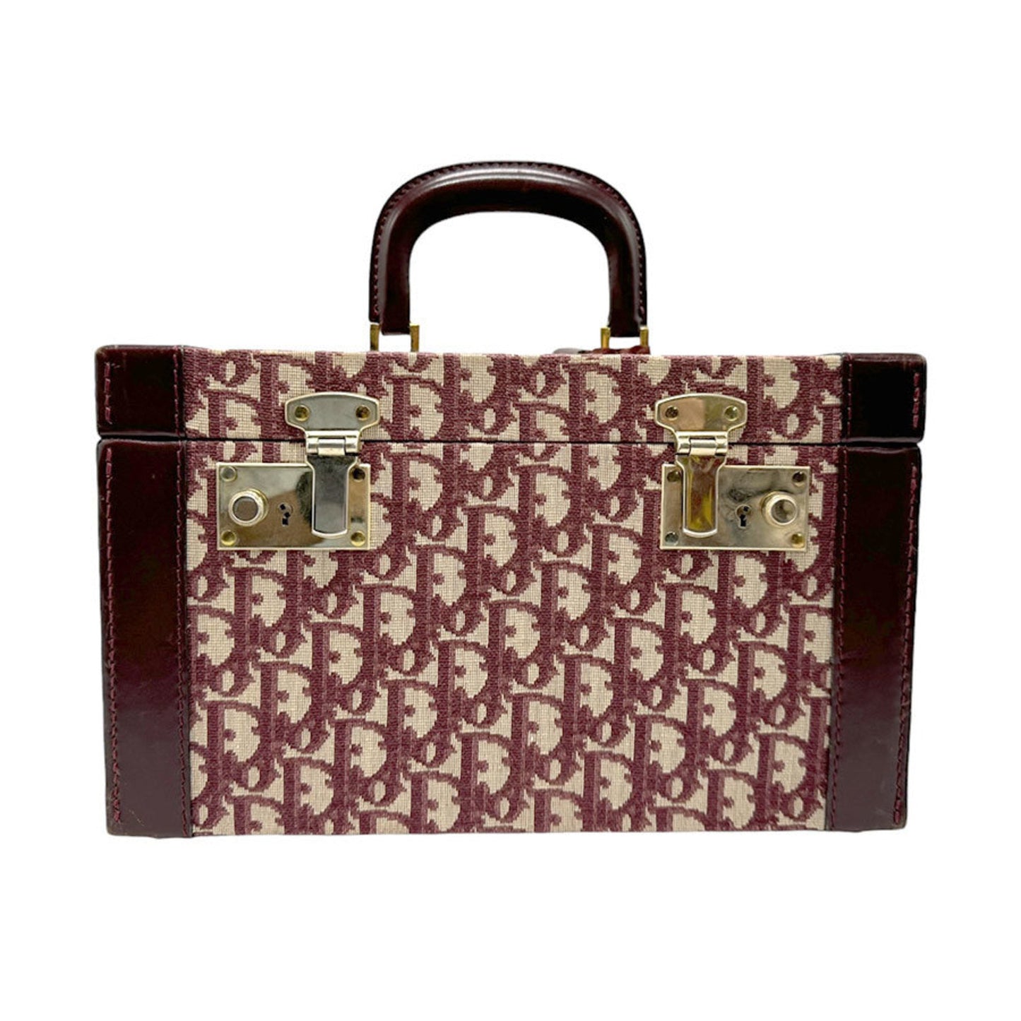 Dior Handbag Christian Bordeaux Leather Canvas Red