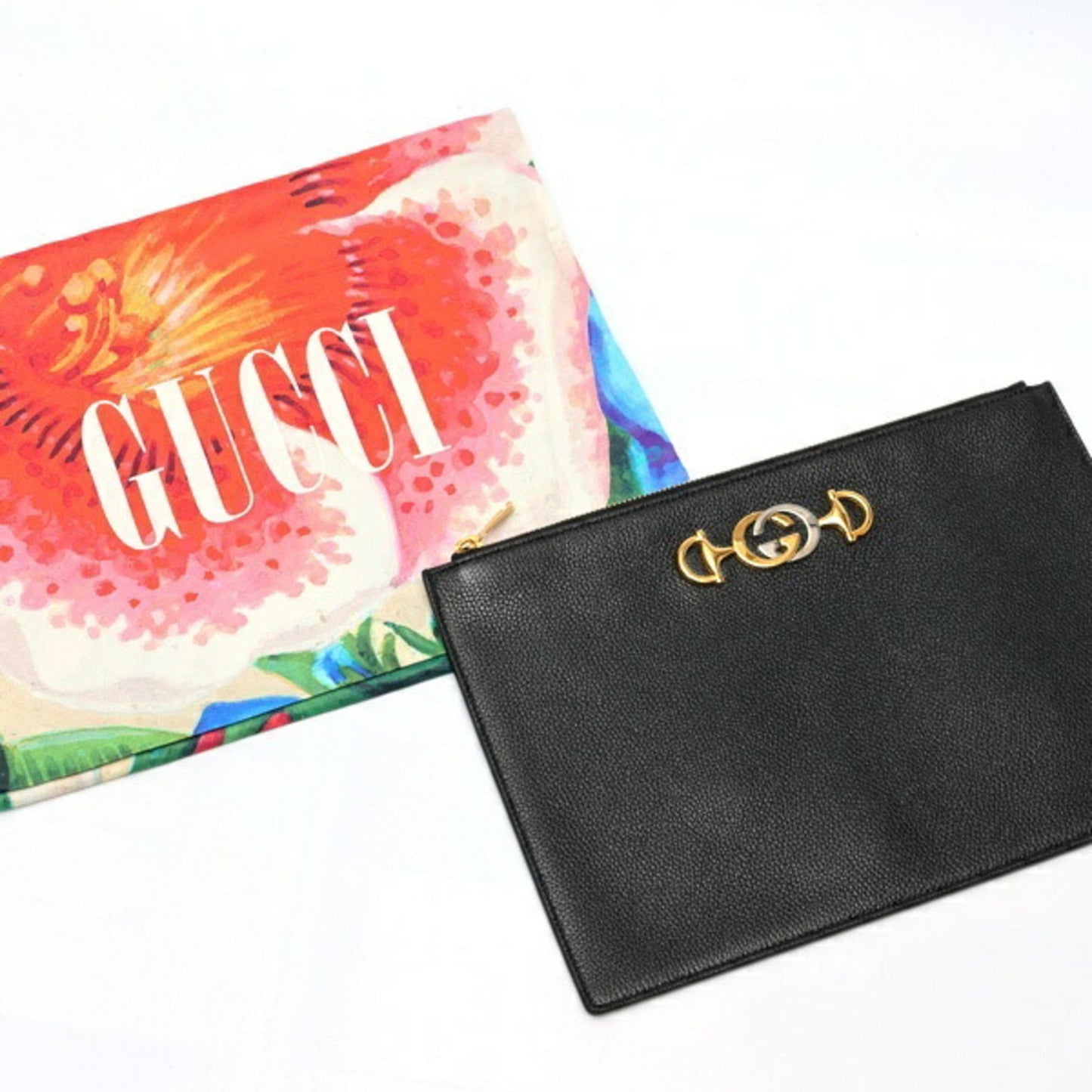 Gucci Black Leather Clutch Bag Pouch