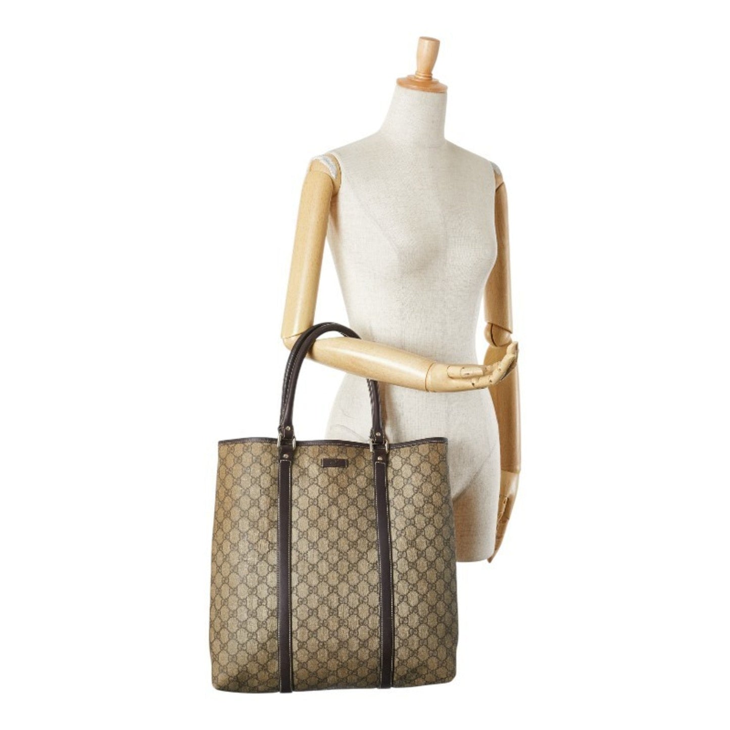 Gucci Beige Brown Pvc Leather Shoulder Bag Tote Bag