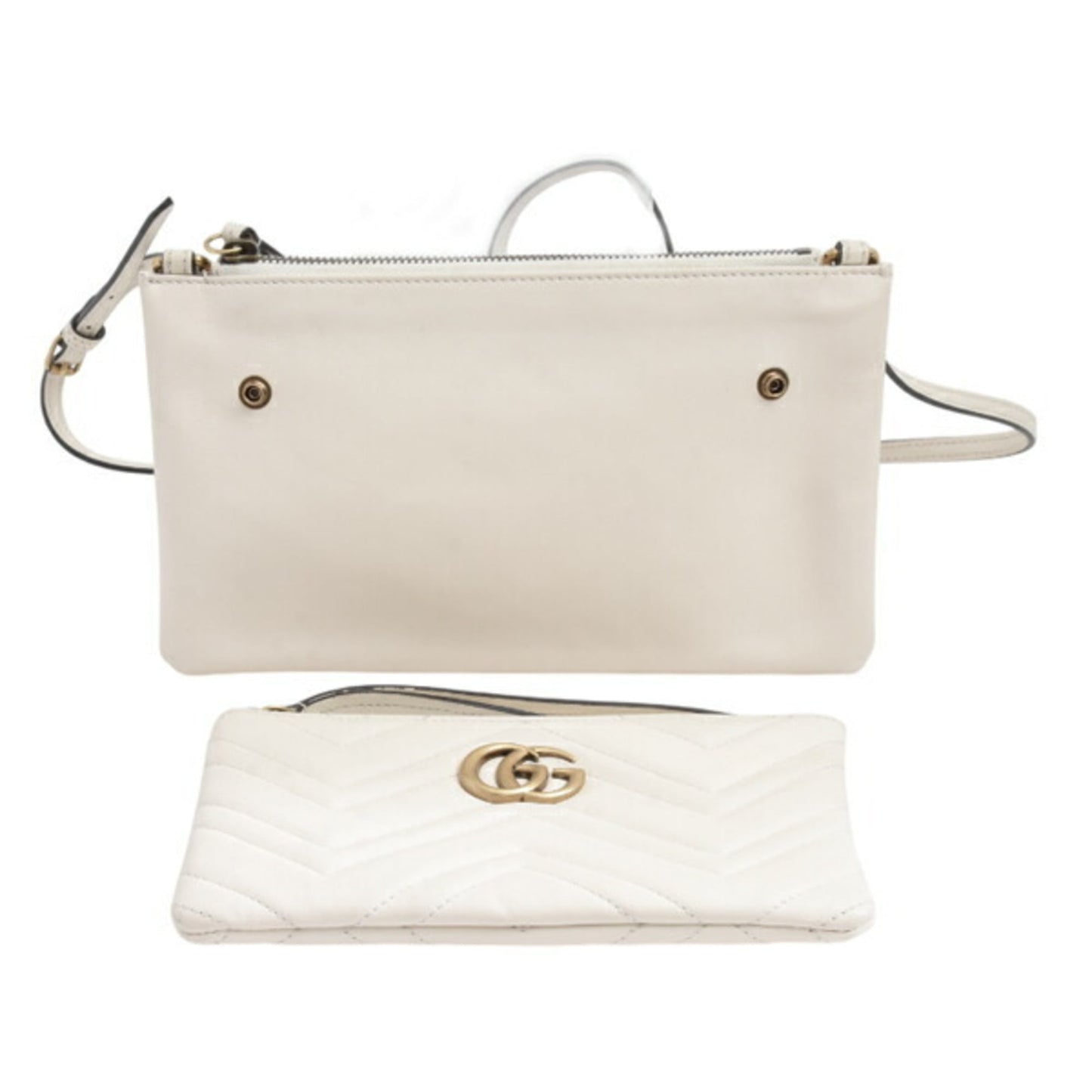 Gucci White Leather Pochette Pouch Shoulder Bag