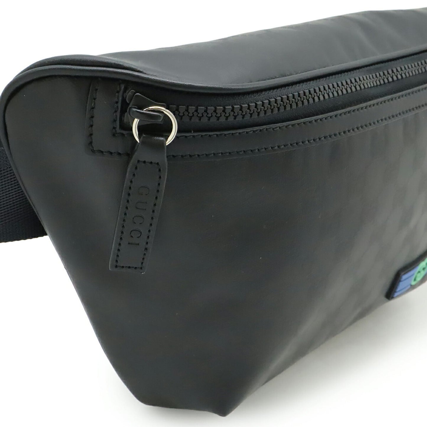 Gucci Black Blue Green Vinyl Leather Fanny Pack