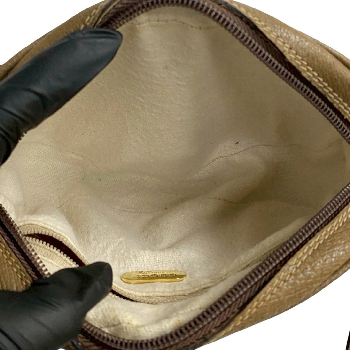 Gucci Brown Leather Pvc Pochette Shoulder Bag