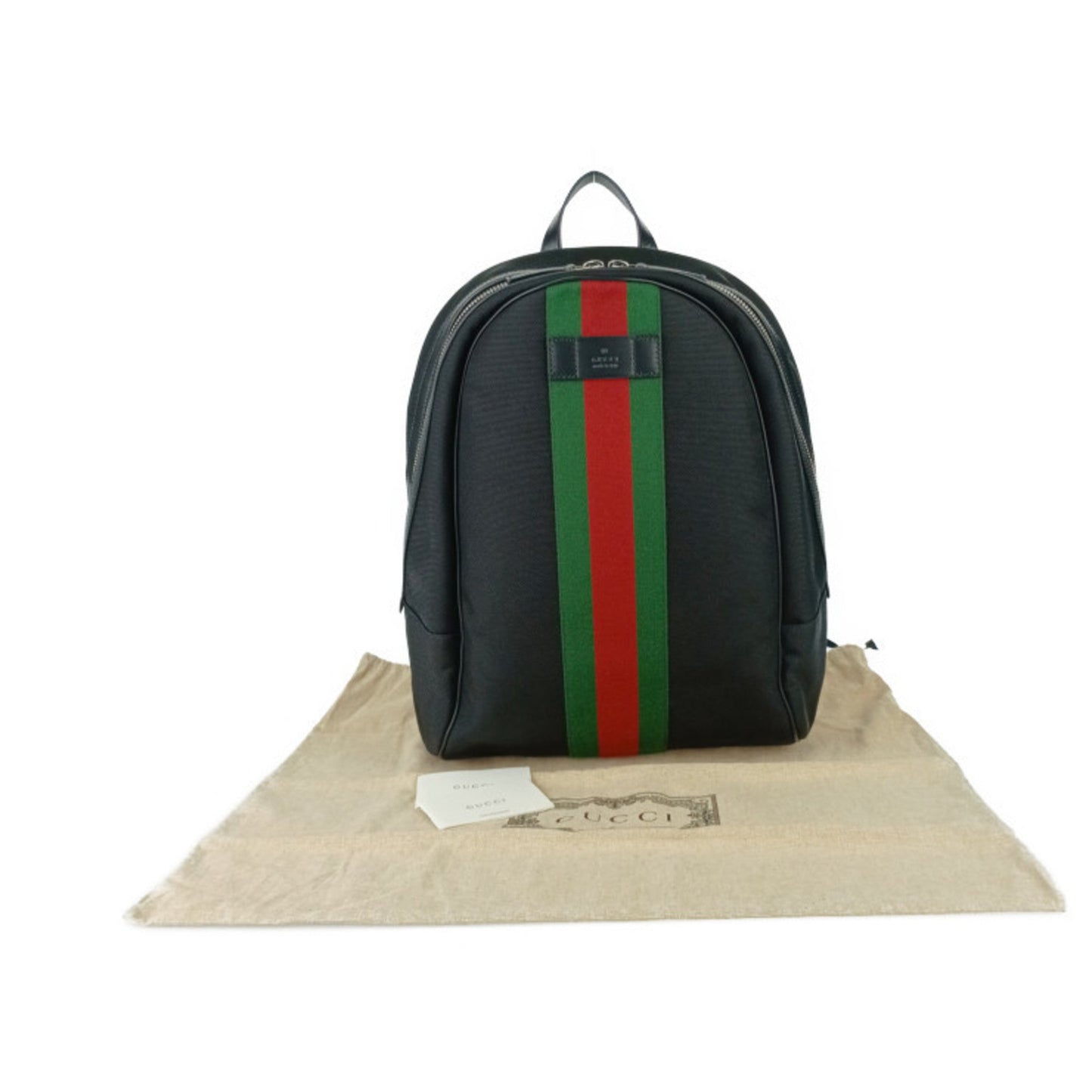 Gucci Black Canvas Leather Backpack