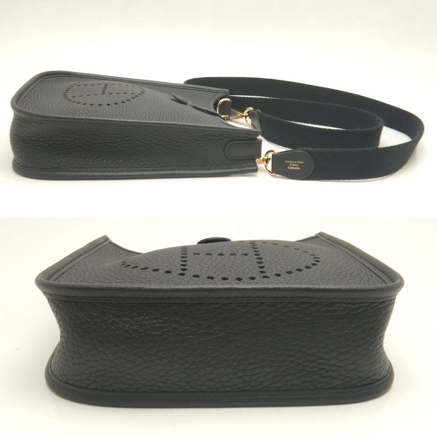 Hermes Evelyne Taurillon Clemence Shoulder Bag Leather Black Shoulder Bag 7