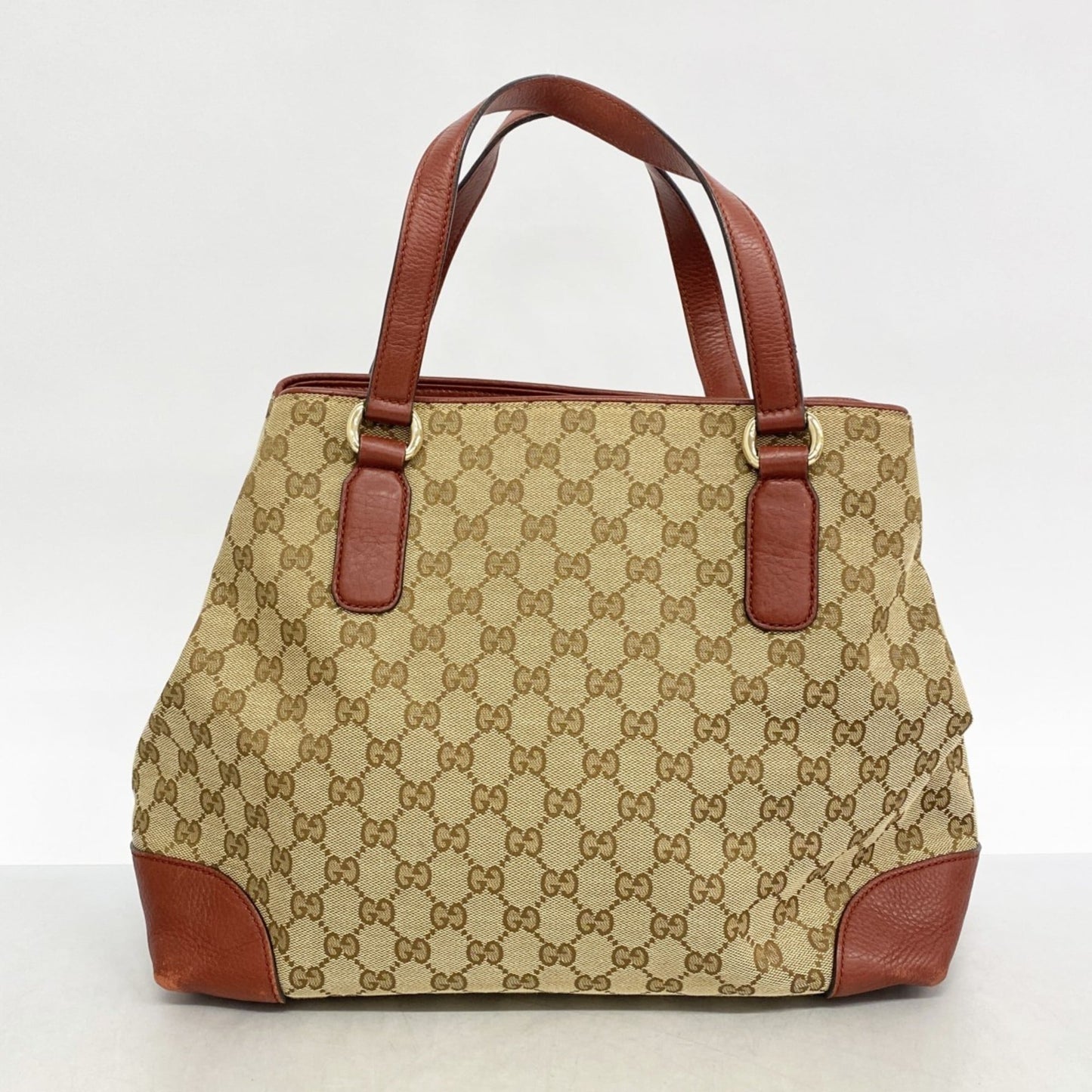 Gucci Beige Red Color Canvas Tote Bag