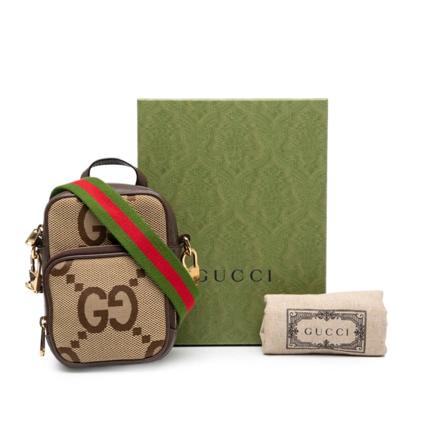 Gucci Beige Brown Canvas Leather Handbag Shoulder Bag