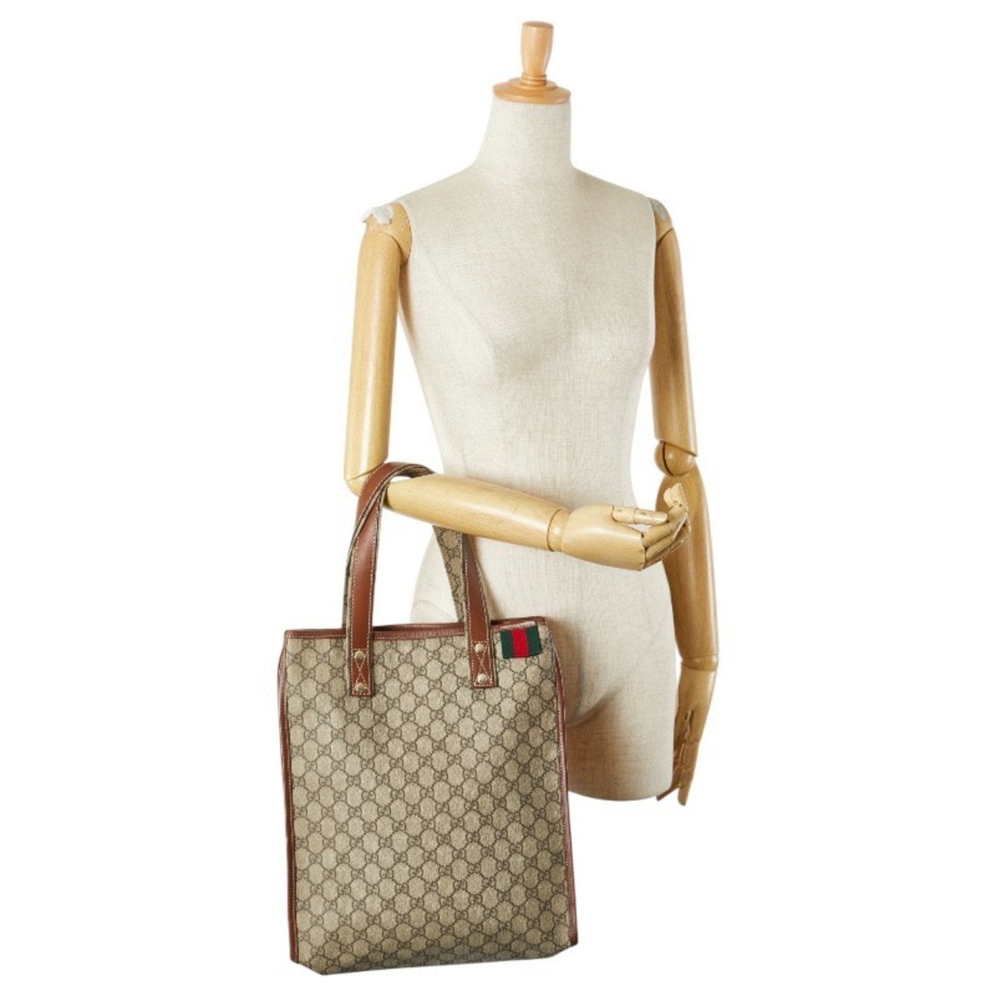 Gucci Beige Brown Pvc Leather Tote Bag