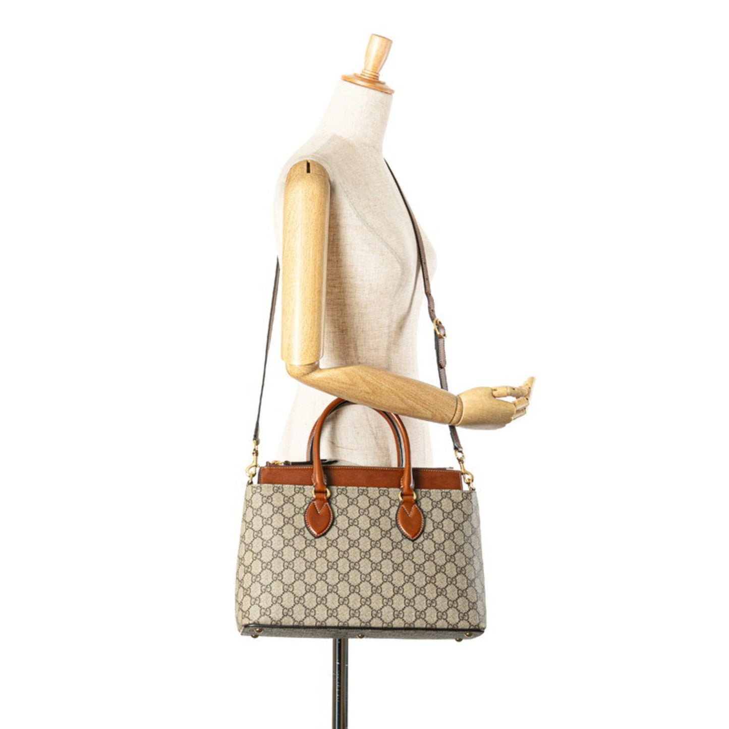 Gucci Beige Brown Pvc Leather Handbag Shoulder Bag