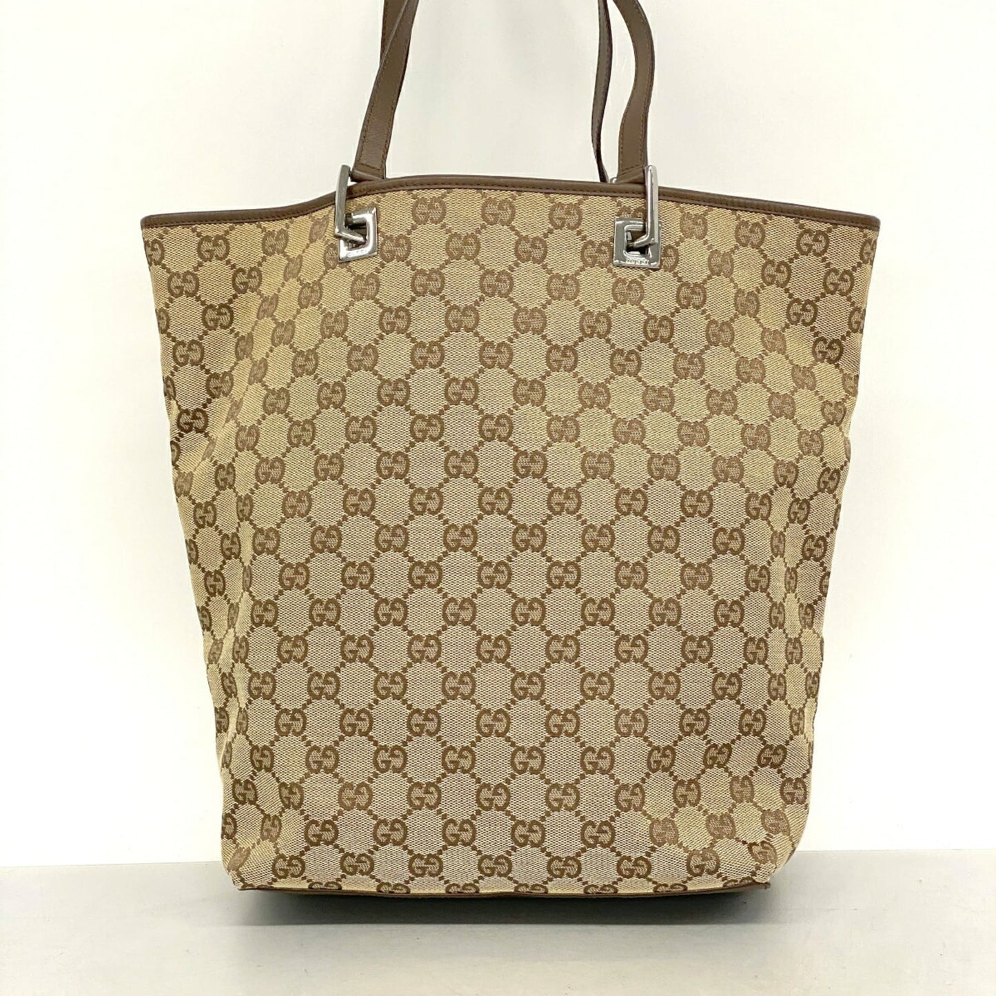 Gucci Beige Brown Canvas Tote Bag