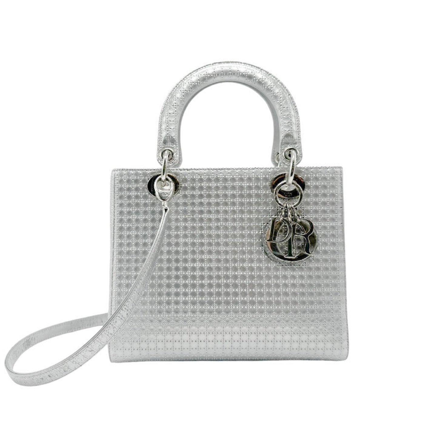 Dior Handbag Christian Shoulder Bag 7 Leather Silver
