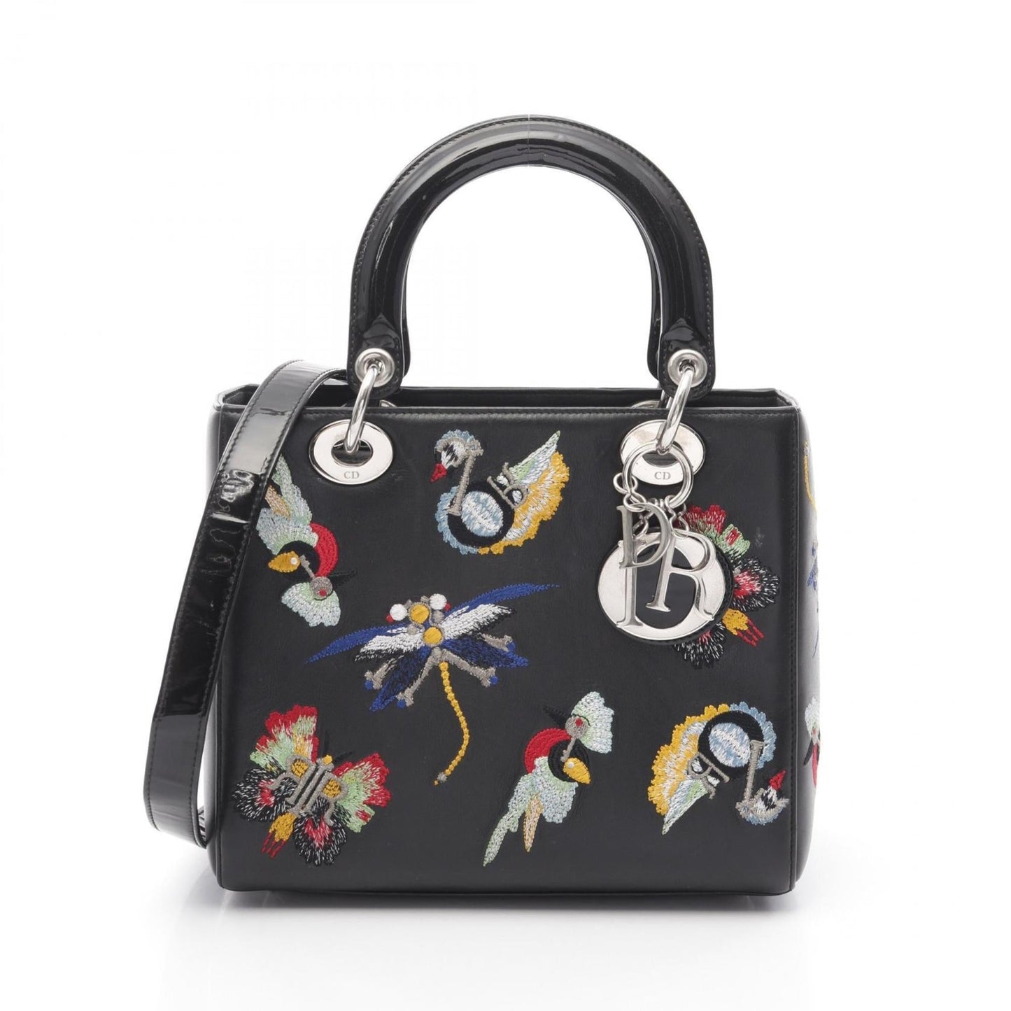 Dior Handbag Christian Lady Leather Black