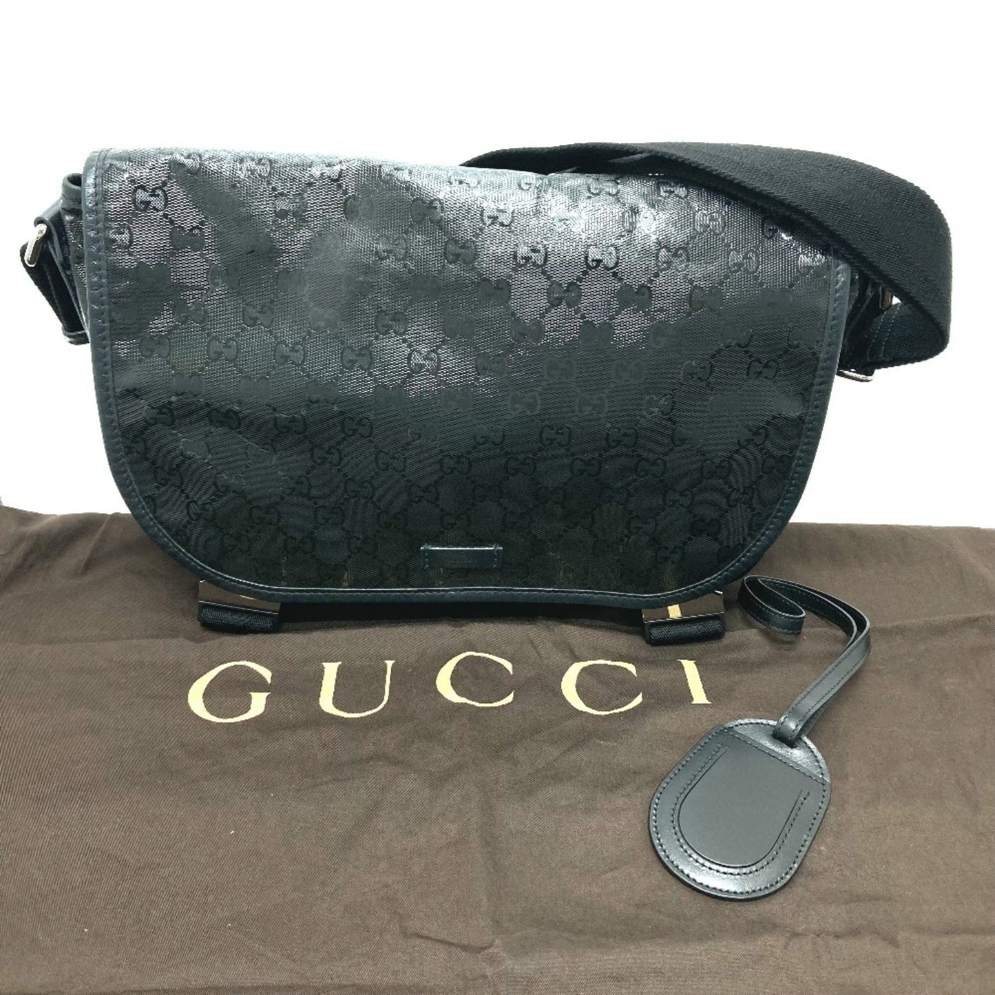 Gucci Black Gg Imprimé Messenger Bag Shoulder Bag