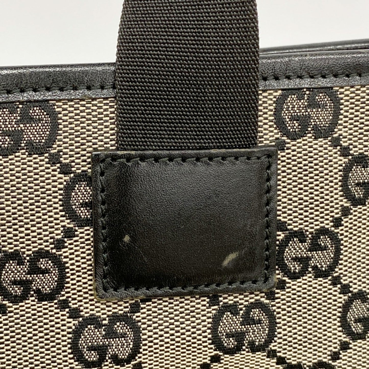 Gucci Beige Black Canvas Tote Bag