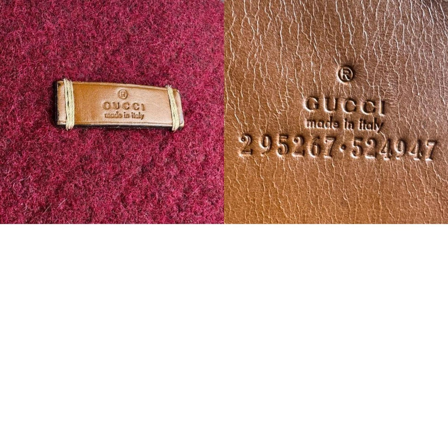 Gucci Bordeaux Brown Felt Leather Handbag