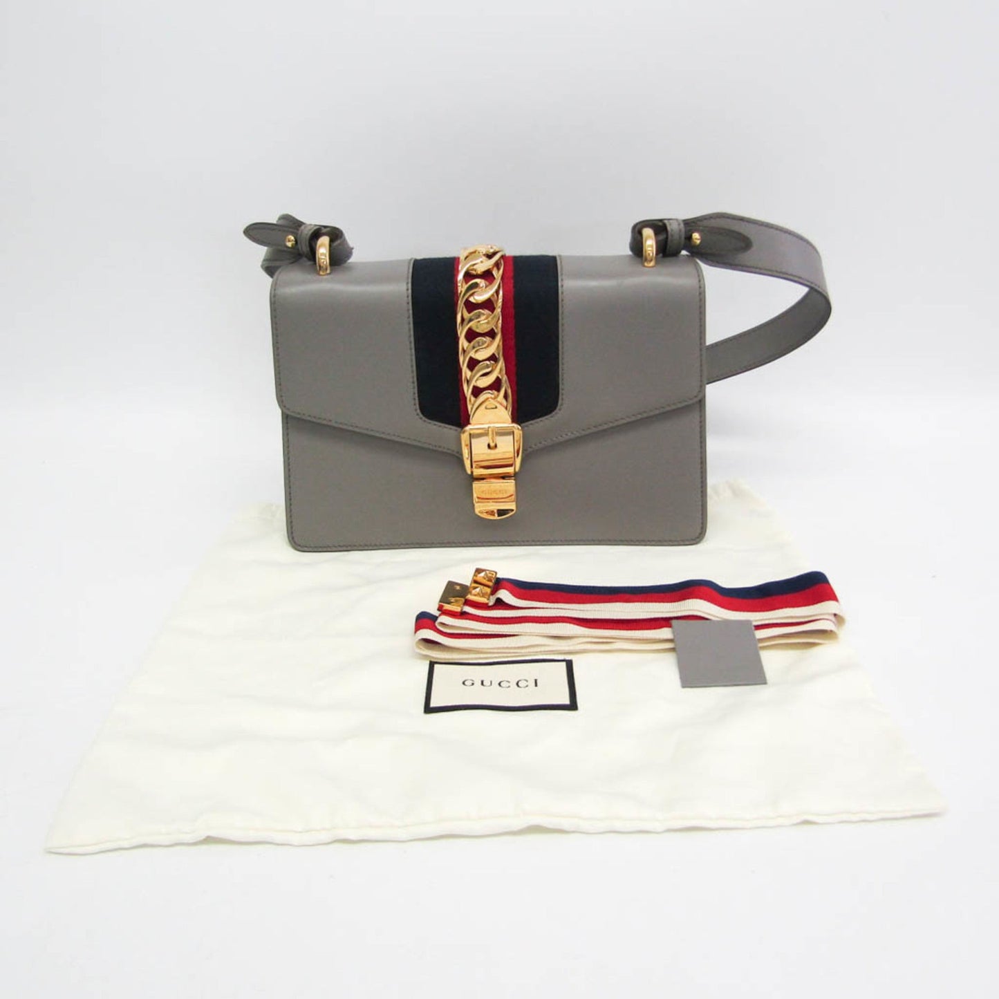 Gucci Gray Leather Shoulder Bag