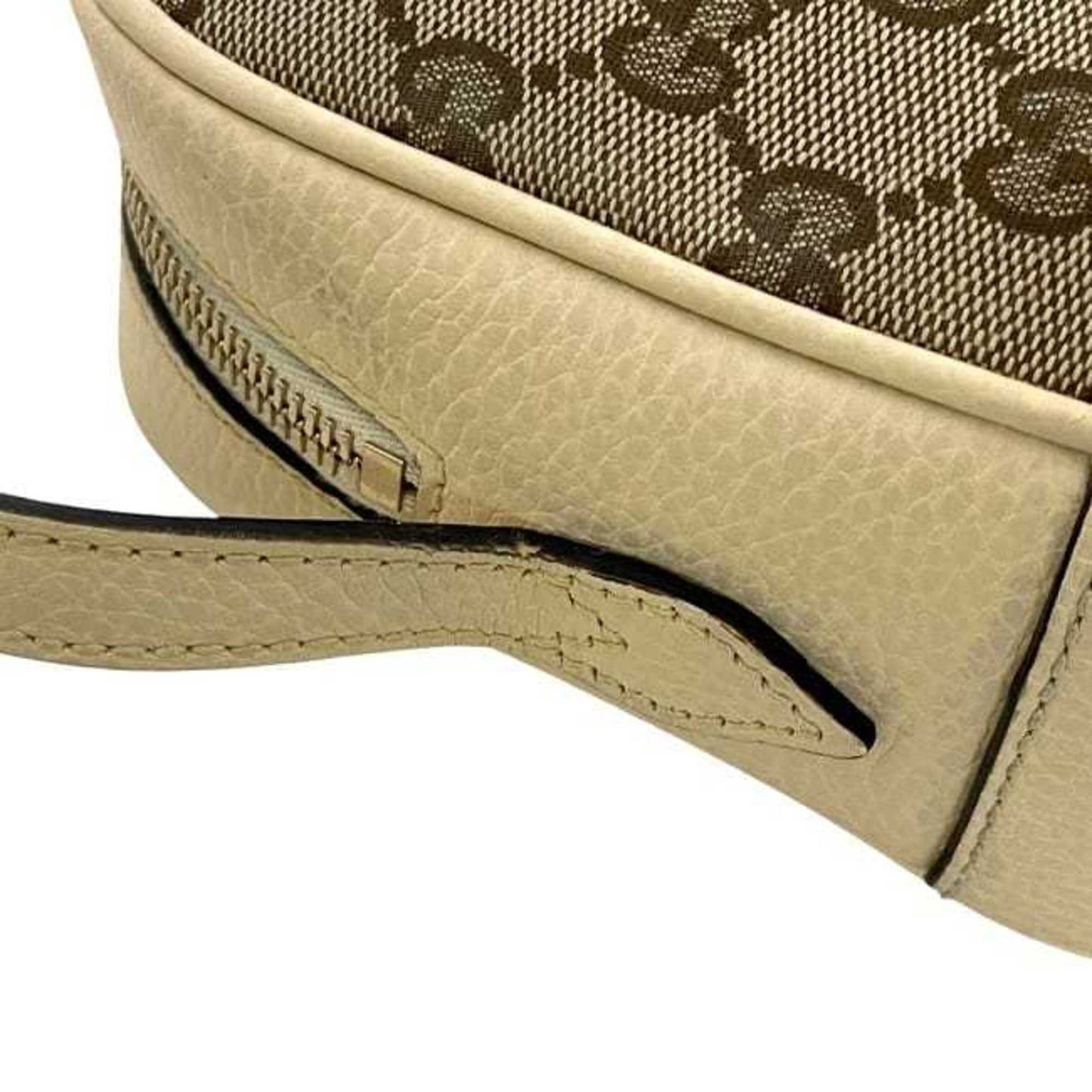 Gucci Beige White Canvas Leather Shoulder Bag