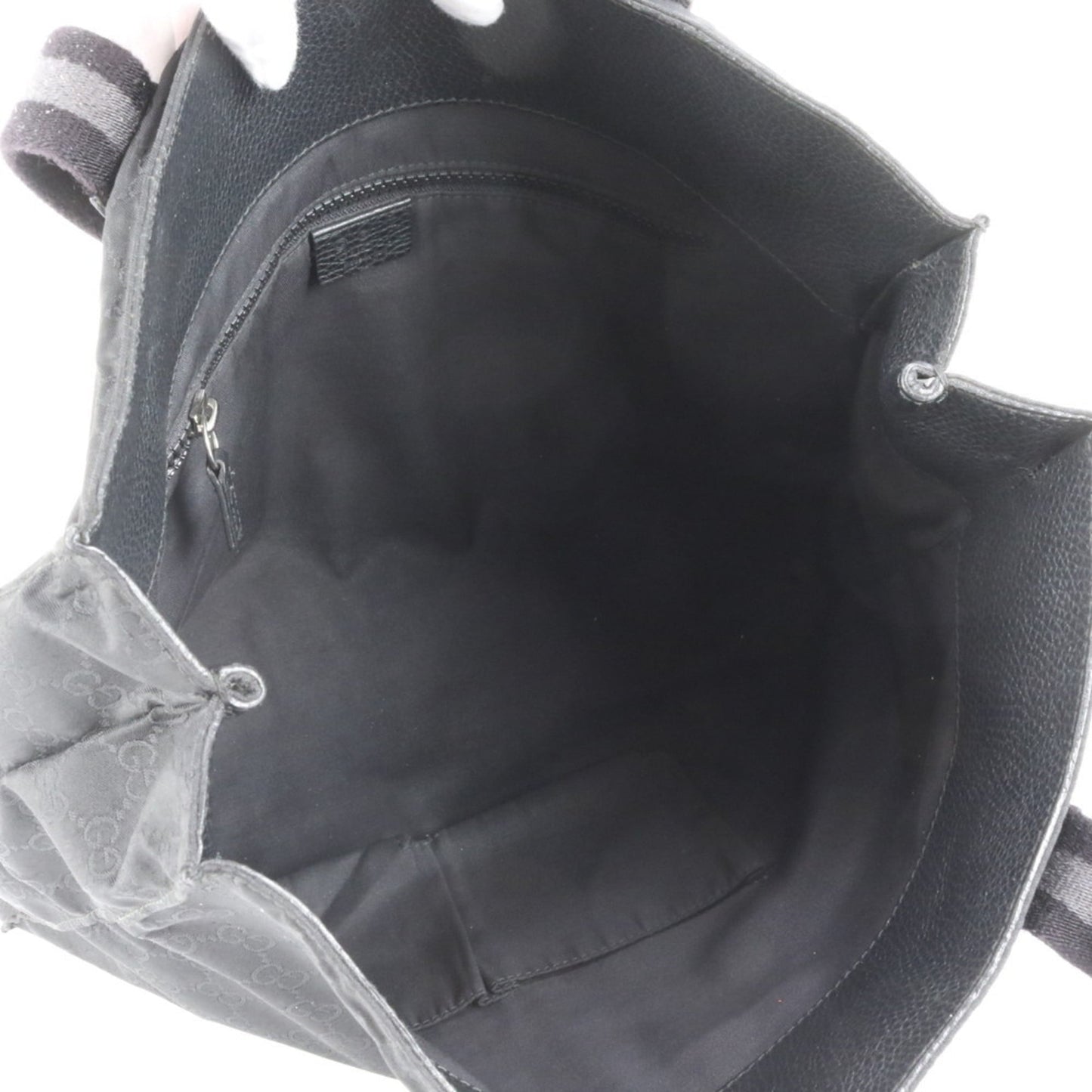 Gucci Black Nylon Leather Tote Bag