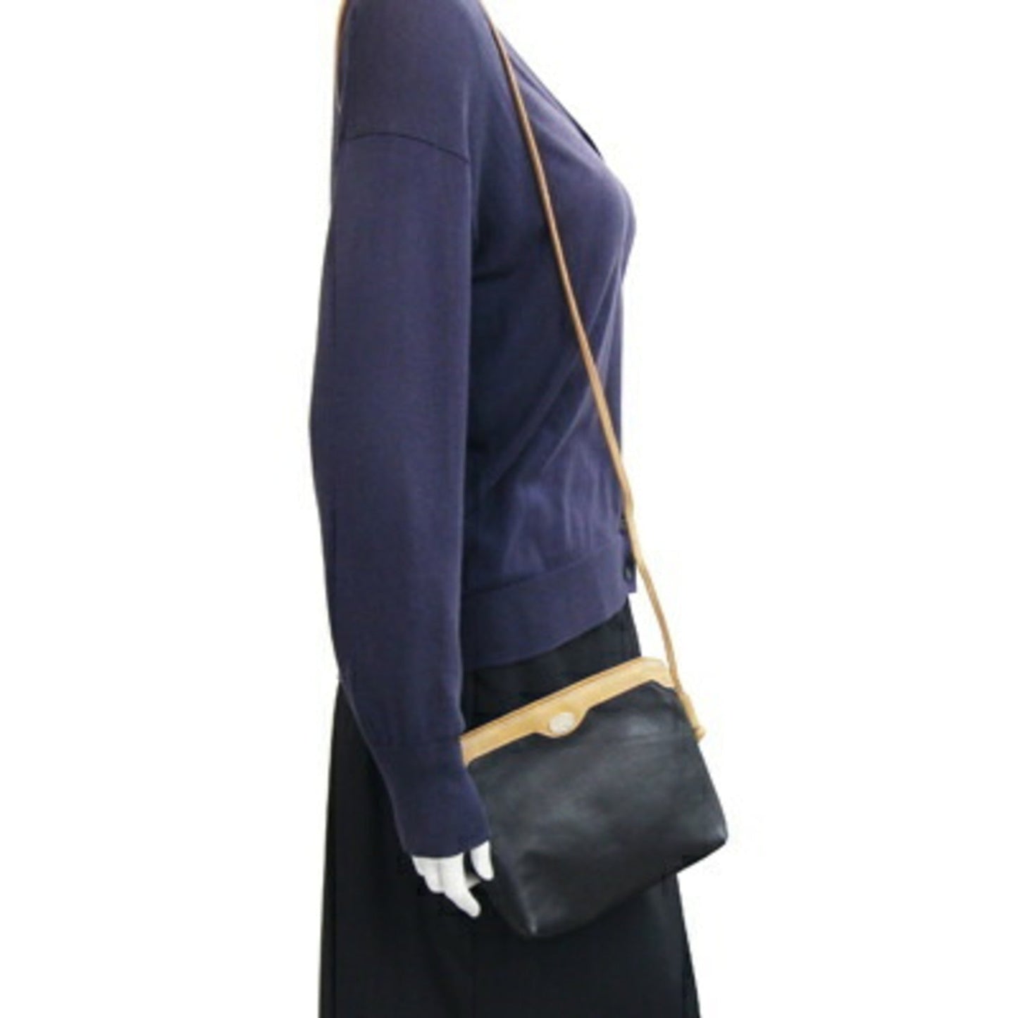 Gucci Black Light Brown Leather Pochette Shoulder Bag