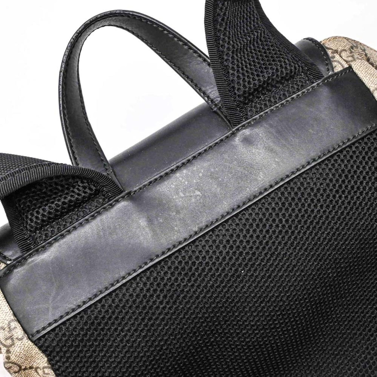 Gucci Beige Black Gg Supreme Leather Backpack