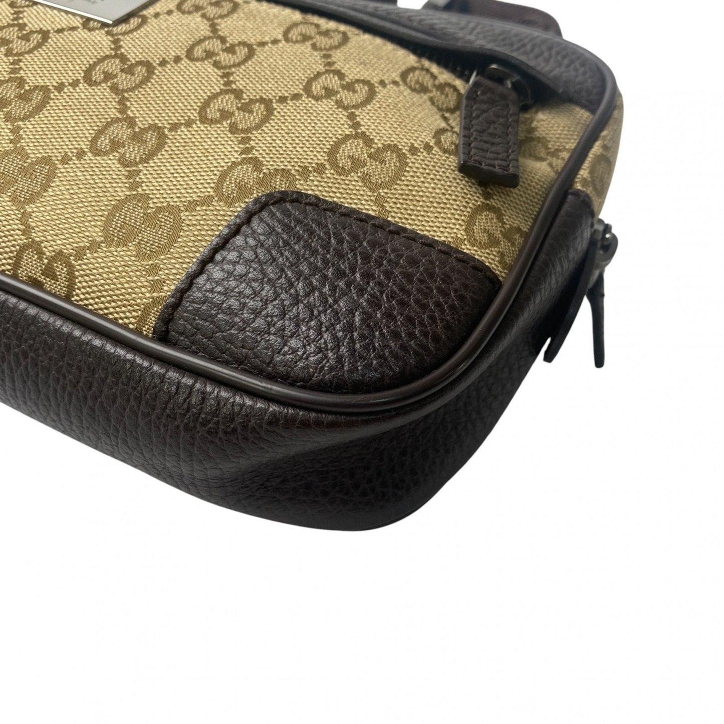 Gucci Brown Canvas Leather Pouch Sling Bag