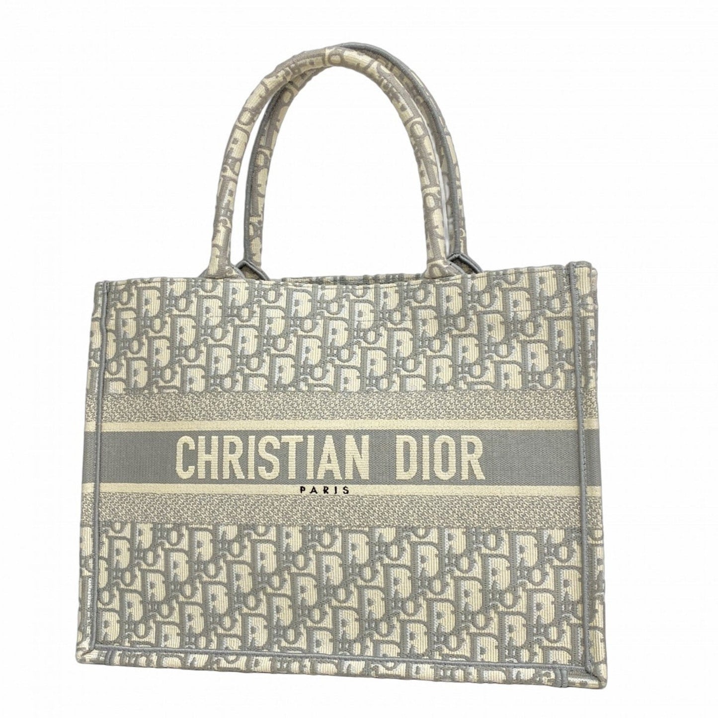 Dior Handbag Christian Tote Bag Canvas White Gray