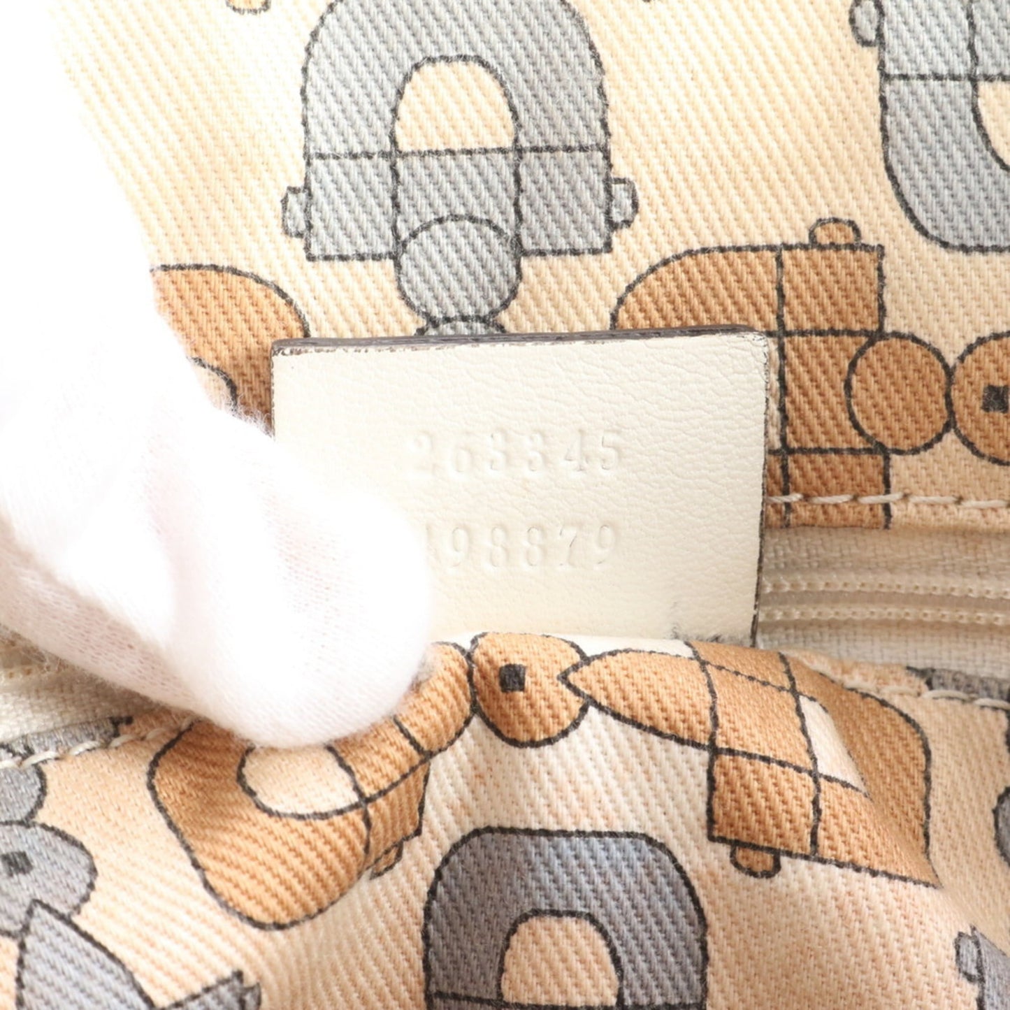 Gucci Beige Leather Canvas Tote Bag
