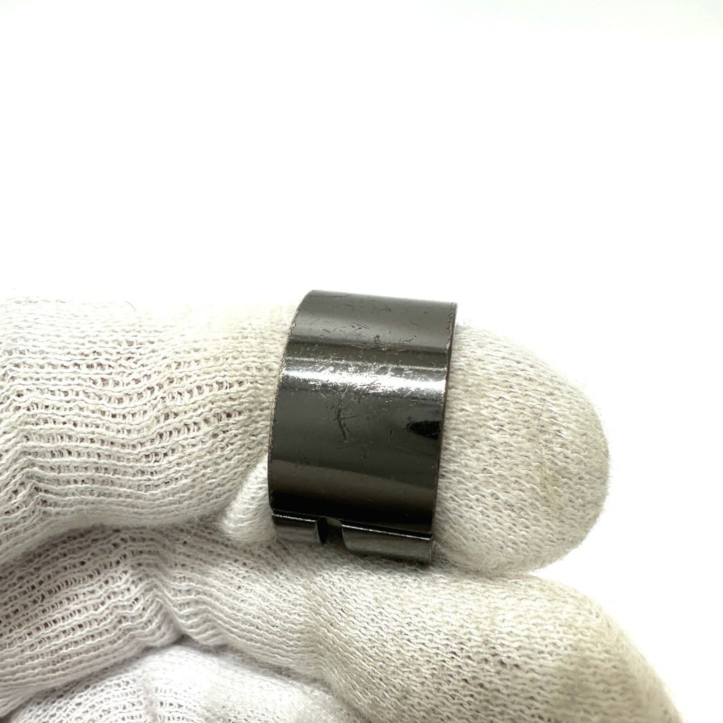 Gucci Black Silver Metal Band Ring