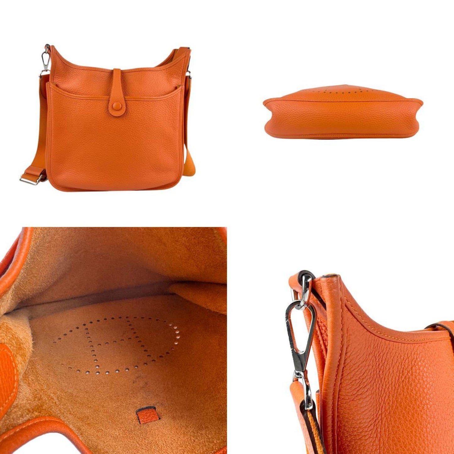 Hermes Taurillon Clemence Shoulder Bag Leather Orange Shoulder Bag 10