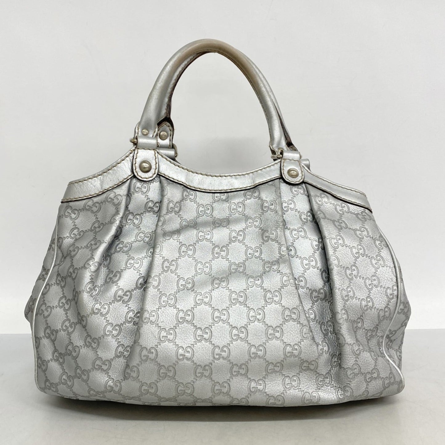 Gucci Silver Leather Handbag