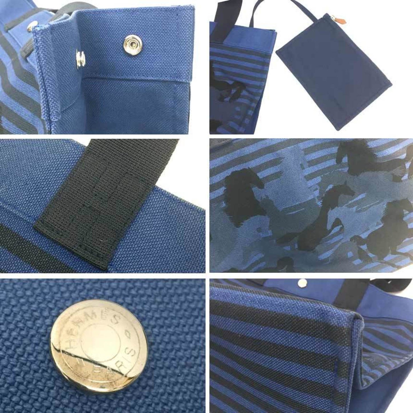 Hermes Tote Bag Canvas Navy Tote Bag 4