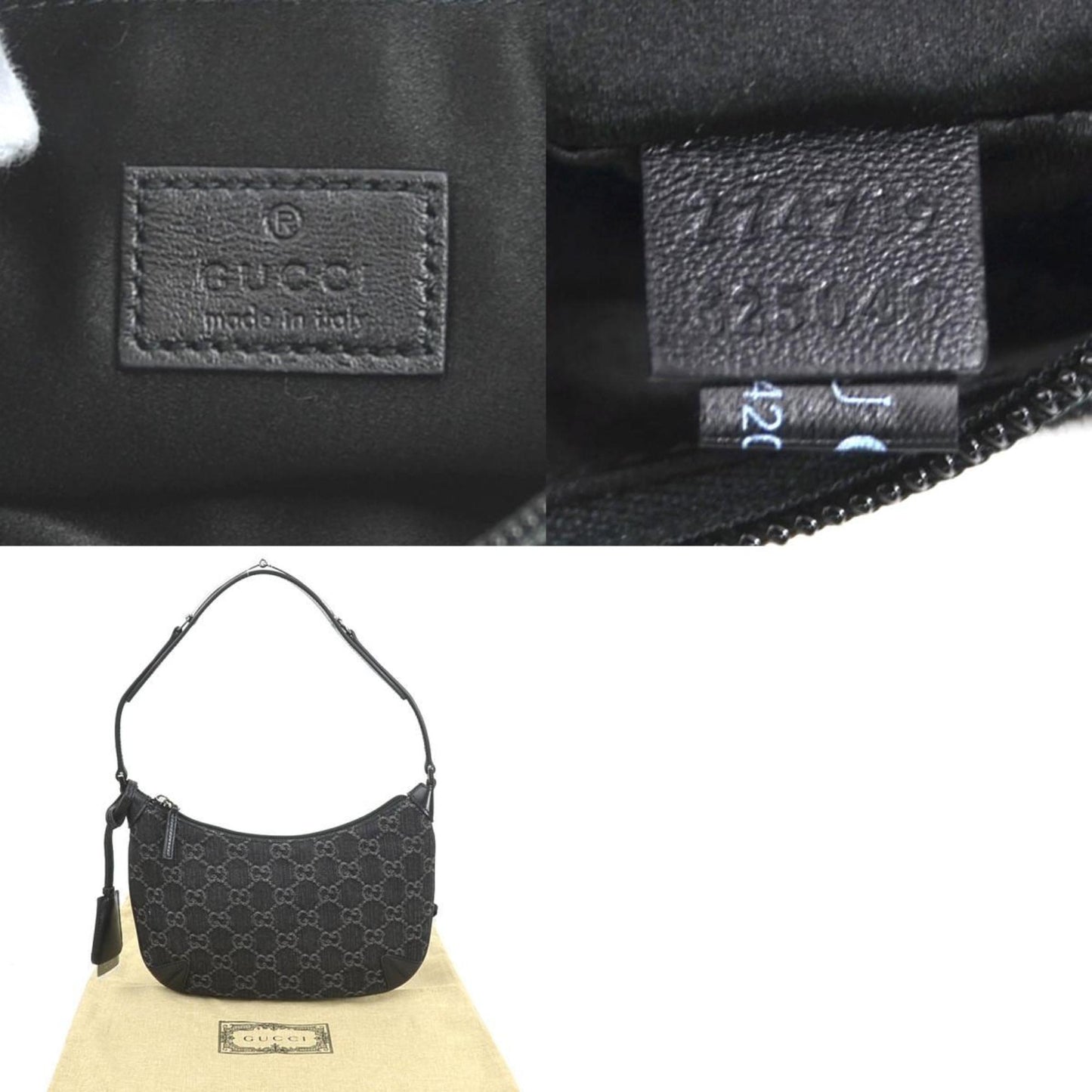 Gucci Black Denim Leather Shoulder Bag