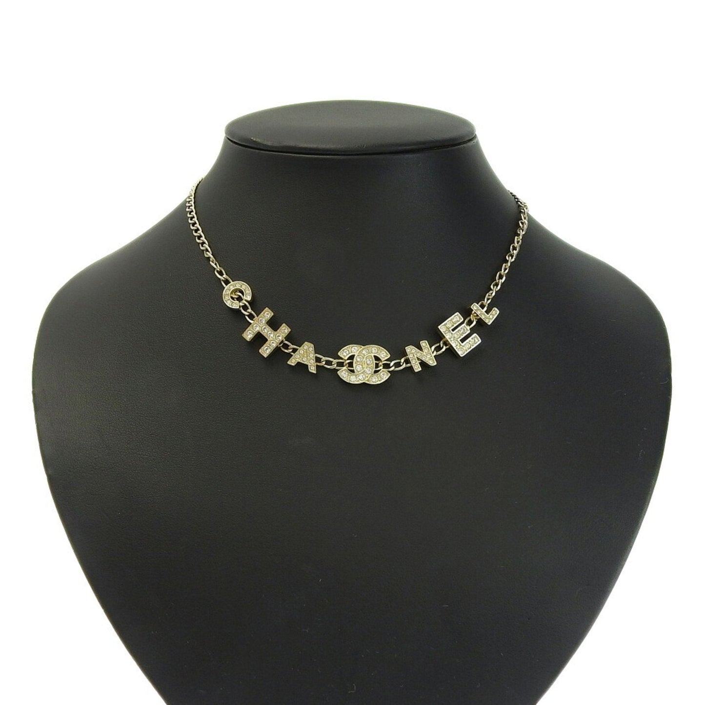 Chanel here mark logo necklace rhinestone A20B