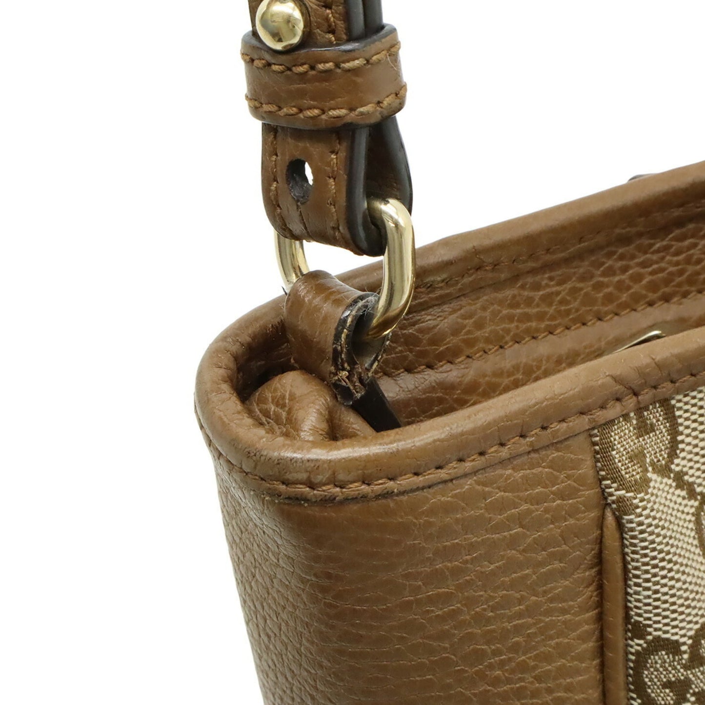 Gucci Beige Beige Brown Brown Gg Canvas Leather Handbag Shoulder Bag