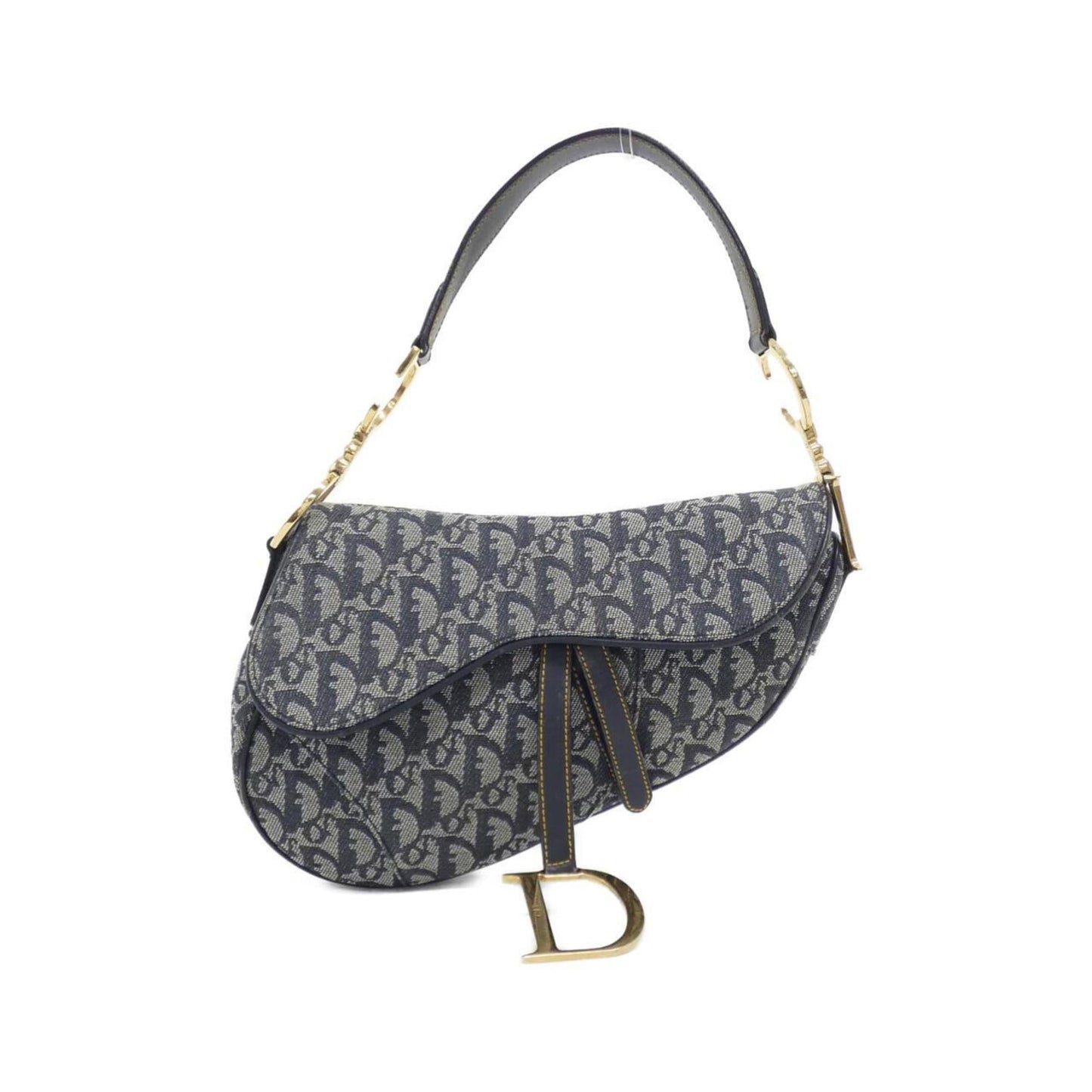 Dior Handbag Christian Shoulder Bag Canvas Blue