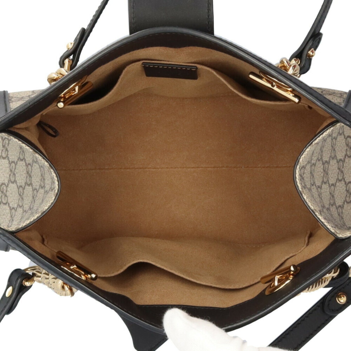 Gucci Beige Black Gg Supreme Shoulder Bag Tote Bag