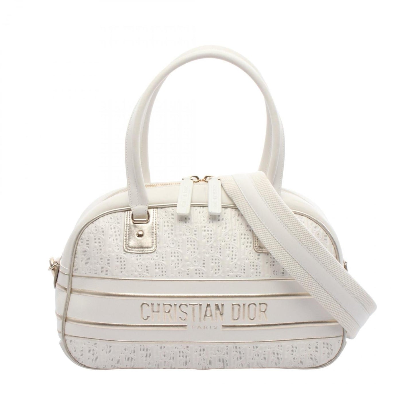 Dior Handbag Christian Leather White Gold