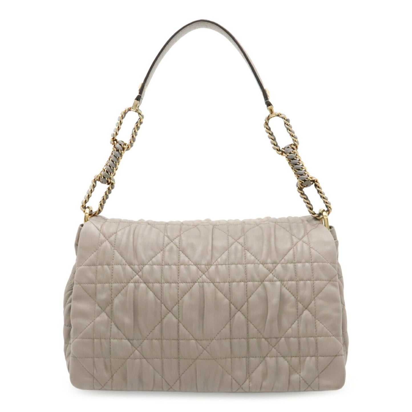 Dior Handbag Christian Shoulder Bag Leather Gray