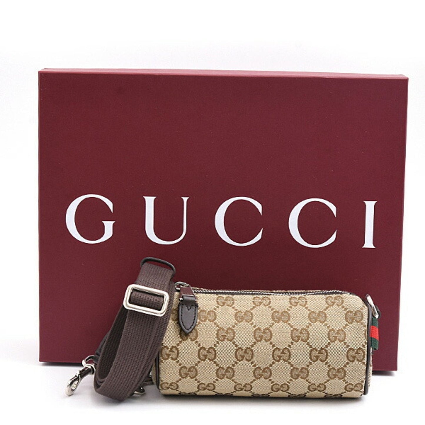 Gucci Gg Canvas Beige Brown Gg Canvas Leather Boston Bag Shoulder Bag