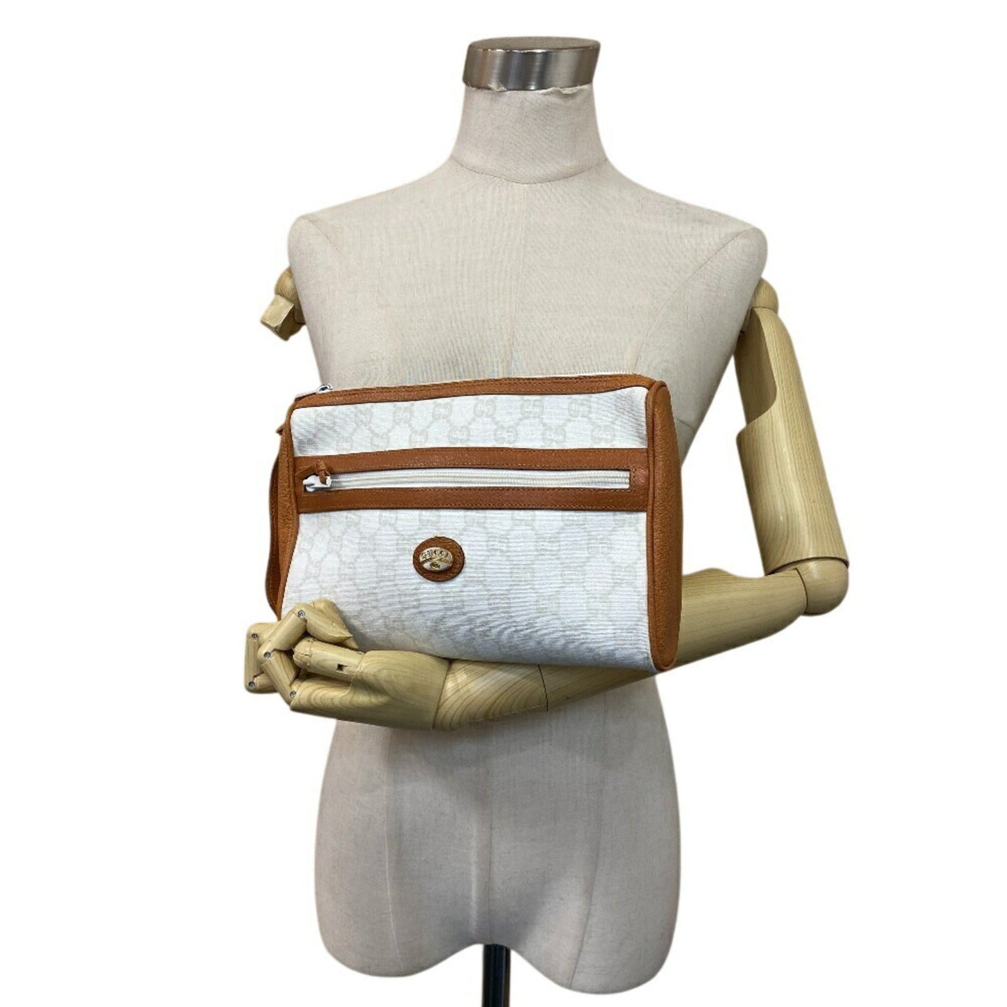 Gucci Gg Plus White Pvc Clutch Bag