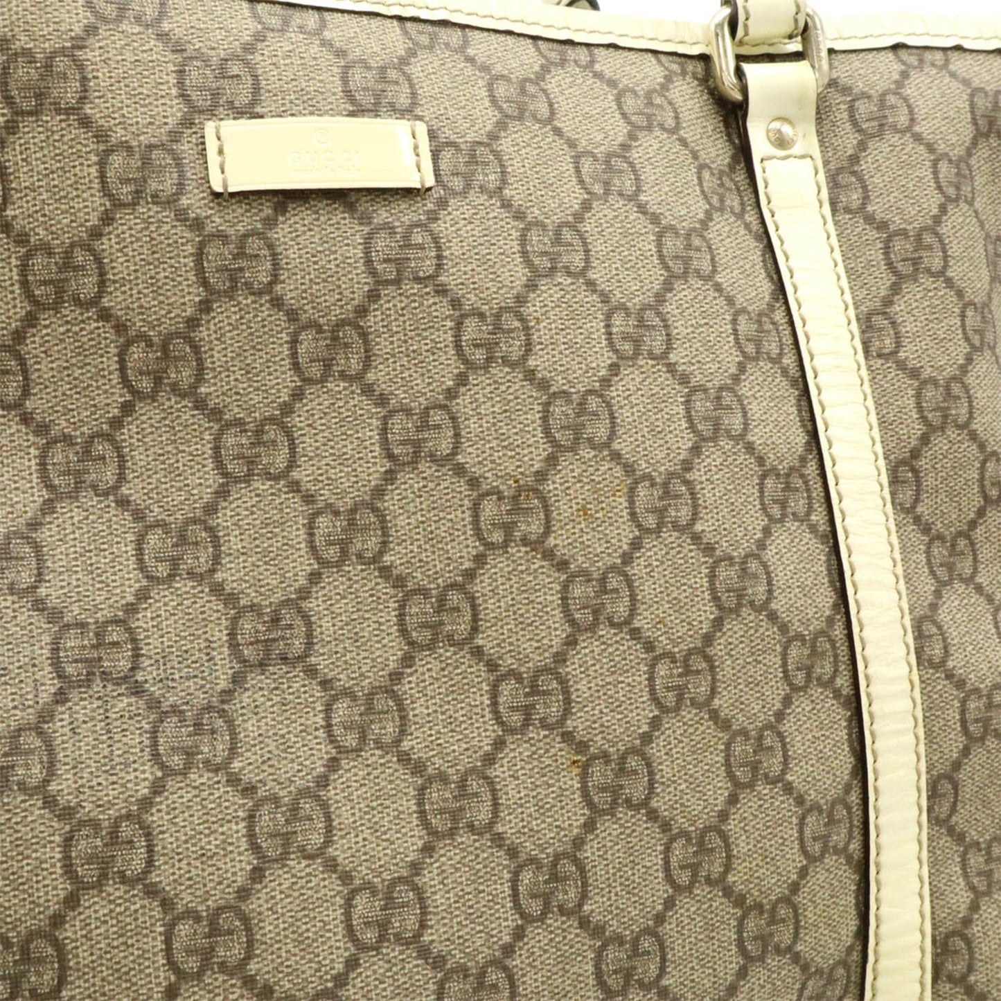 Gucci Dark Beige Ivory Gg Supreme Patent Leather Shoulder Bag Tote Bag