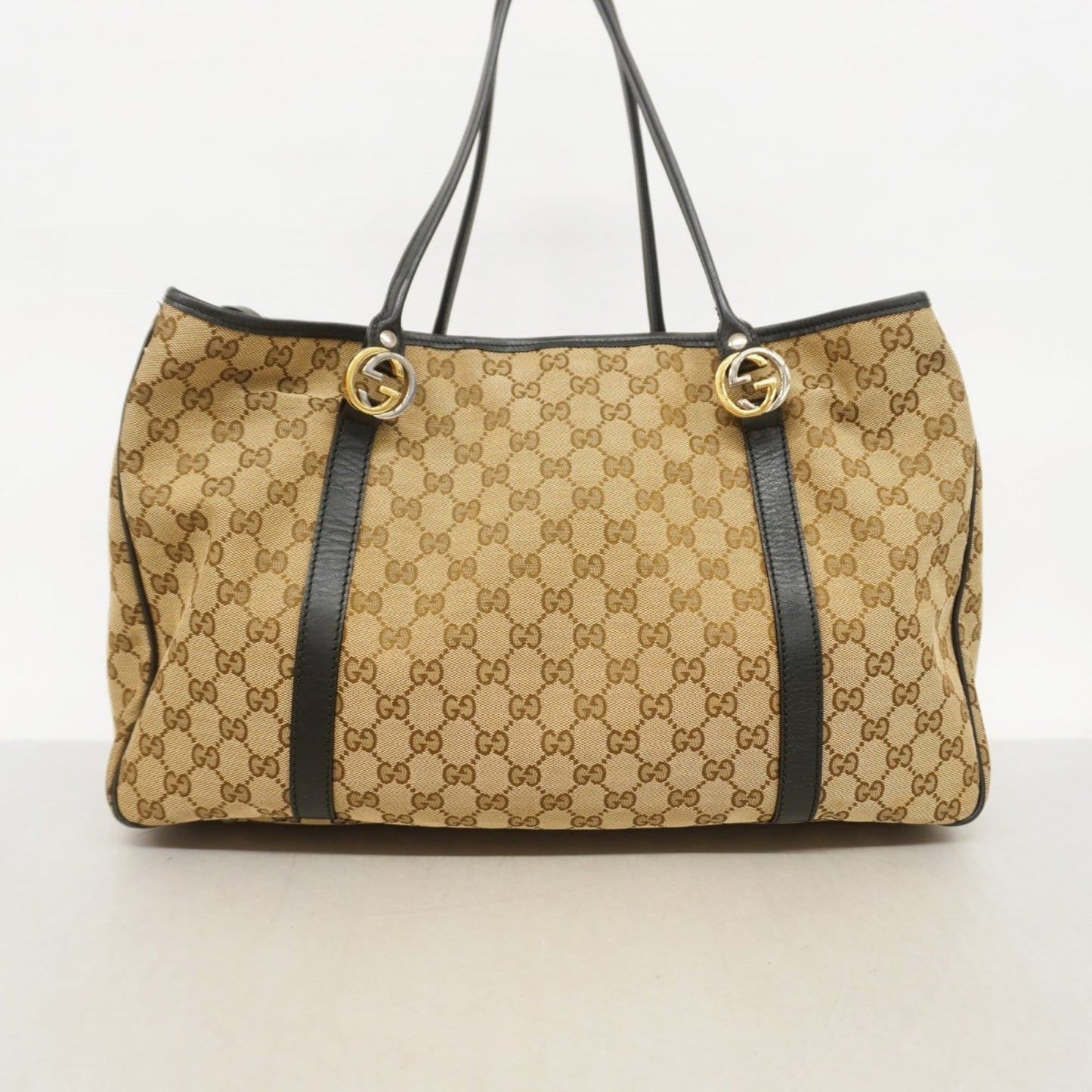 Gucci Black Brown Canvas Tote Bag
