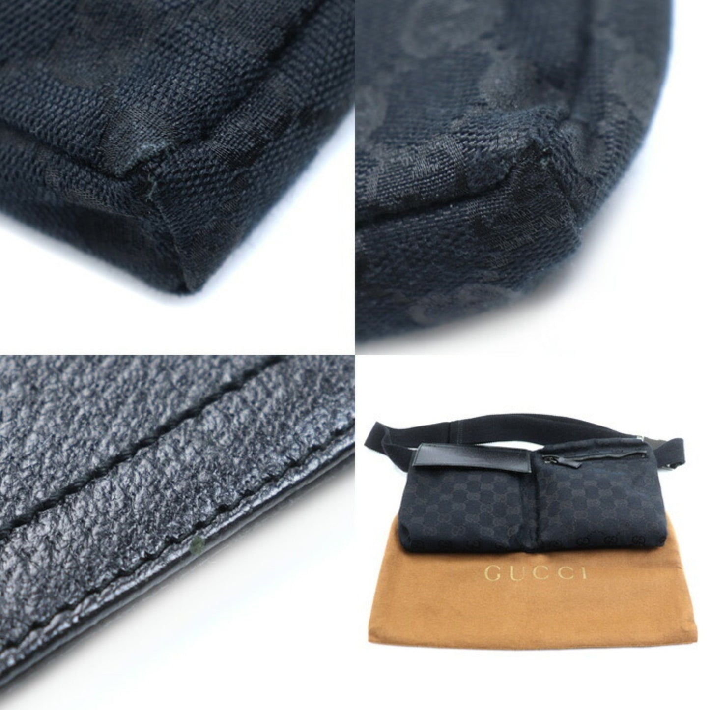Gucci Black Gg Canvas Fanny Pack
