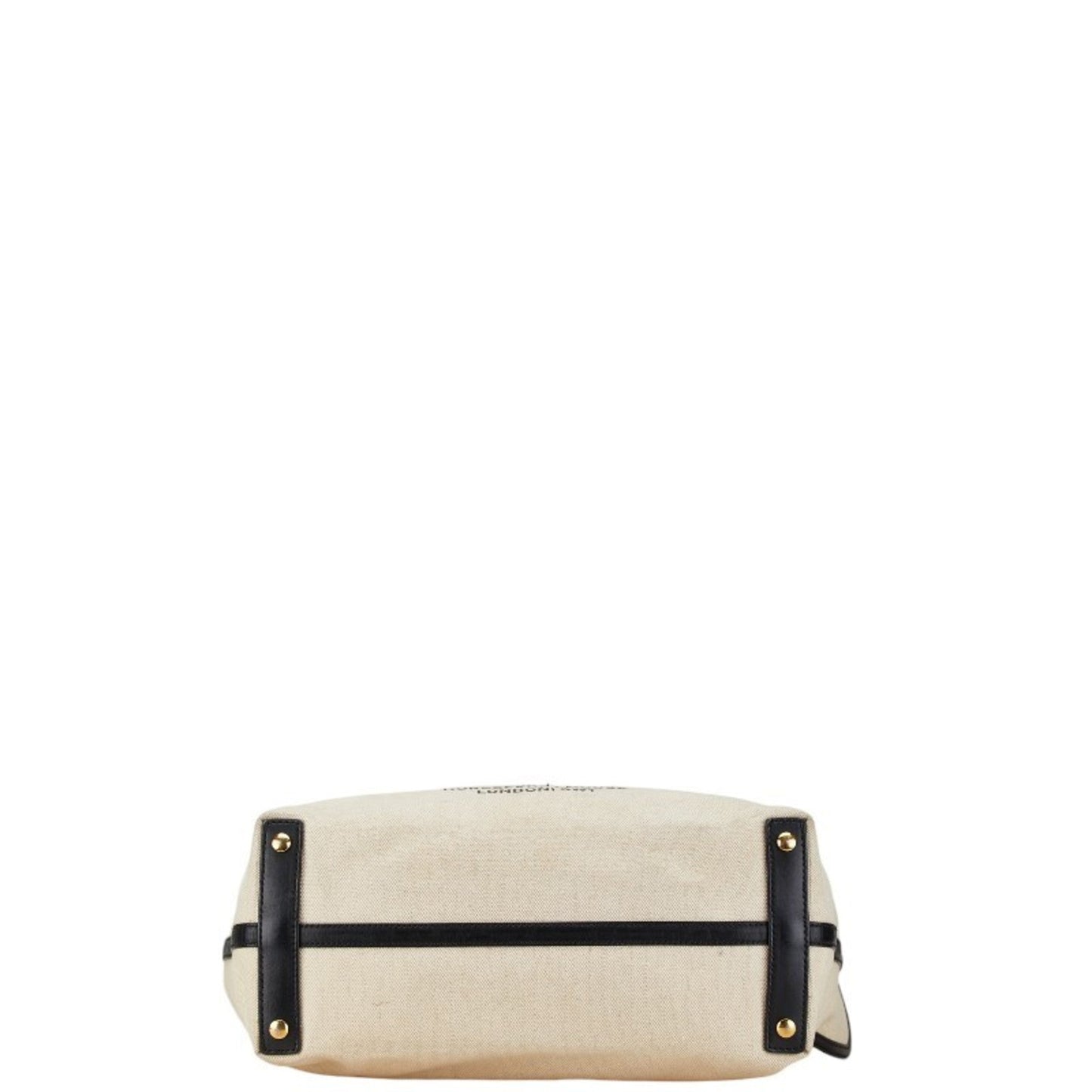 Burberry Pouch Tote Bag Leather Canvas Beige