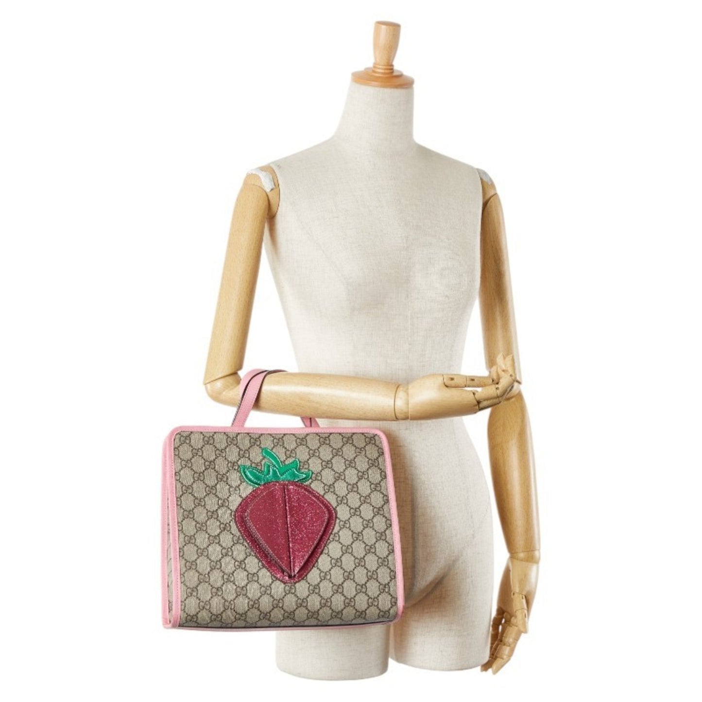 Gucci Beige Multi-Color Pink Pvc Leather Handbag Tote Bag