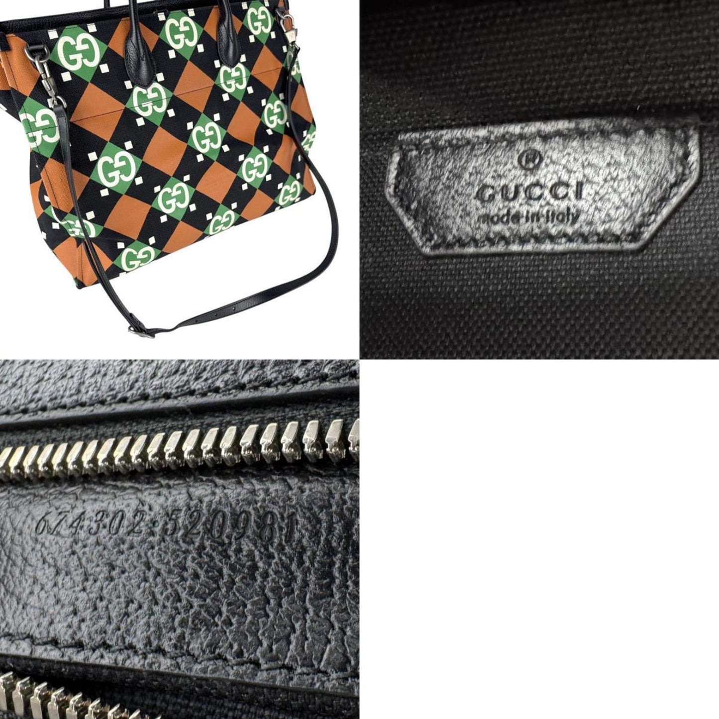 Gucci Multi-Color Coated Canvas Leather Handbag Shoulder Bag