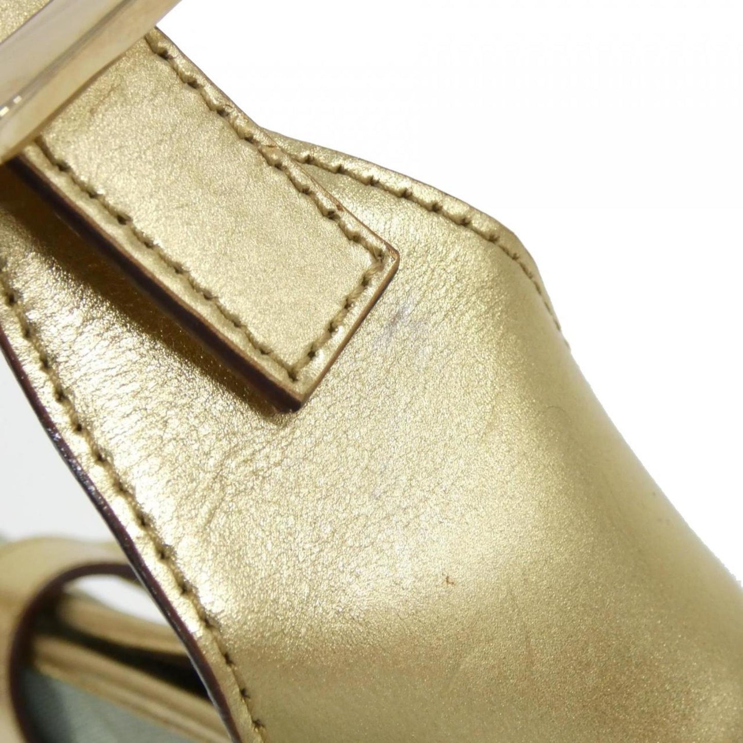 Gucci Gold Light Blue Canvas Leather Shoulder Bag
