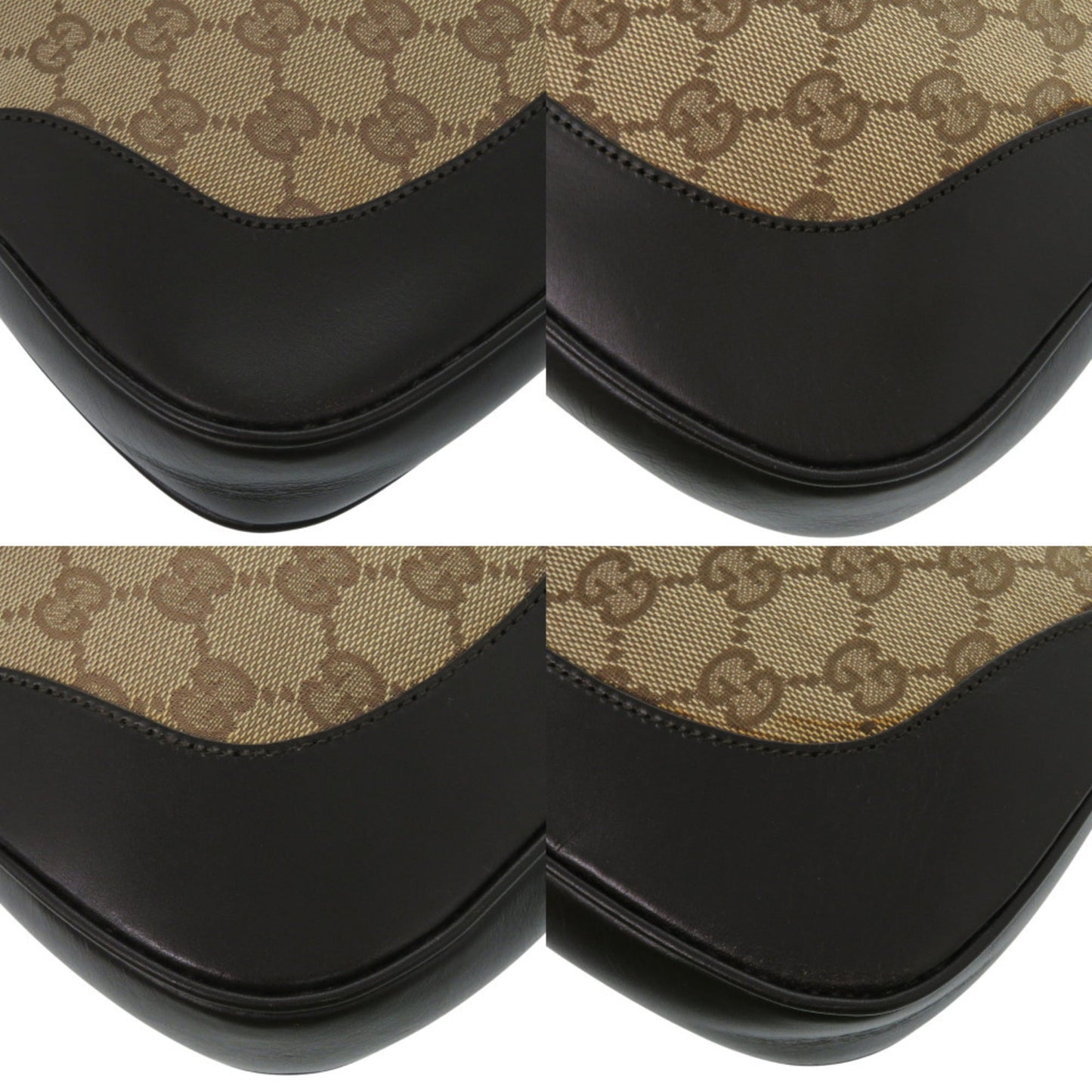 Gucci Beige Black Brown Gg Canvas Leather Shoulder Bag