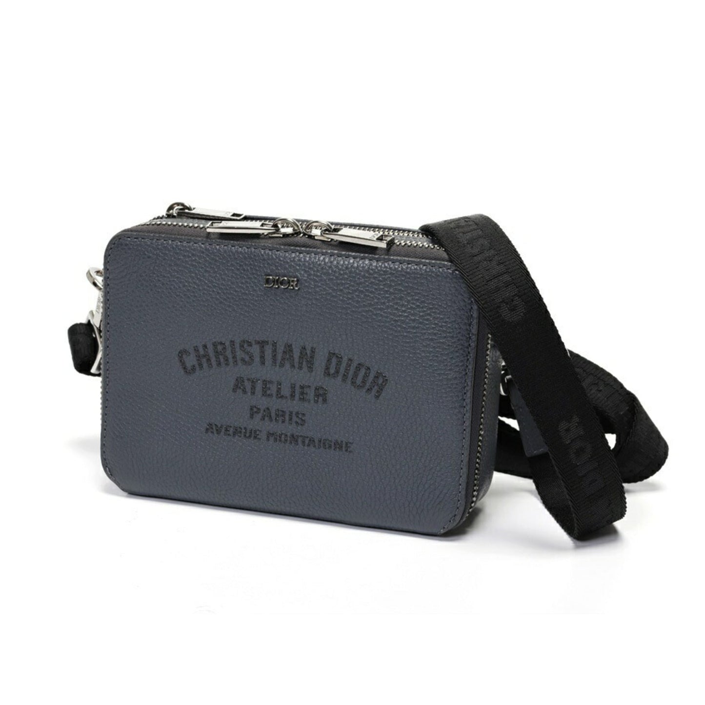Dior Handbag Christian Fanny Pack Pouch Leather Gray Belt